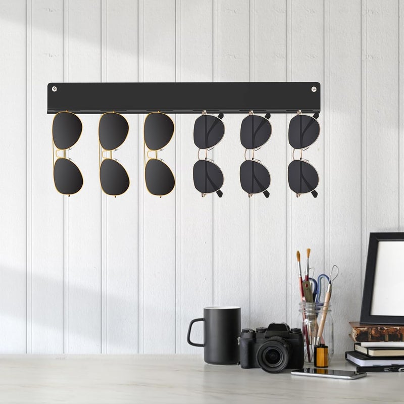 Bigfety Hanging Sunglasses Wall Organizer, Glasses Holder Wall for Display, Acrylic Multiple Eyeglasses Rack 3 Pack, Black - Image 3